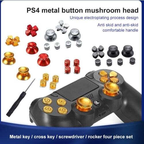 Metal Buttons Set Chrome Analog Thumbsticks For Playstation 4 D-Pad for Controller Joystick Repair Game Accessories