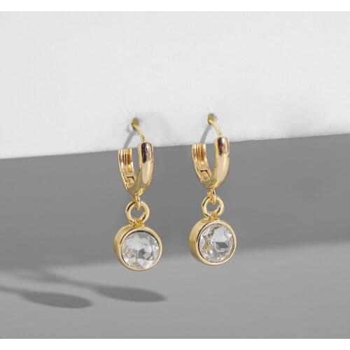 Fashion Small Round oval CZ Crystal Hoop Earrings Gold Color Geometric Pendant Cartilage Earrings For Women Party Jewelry 2021