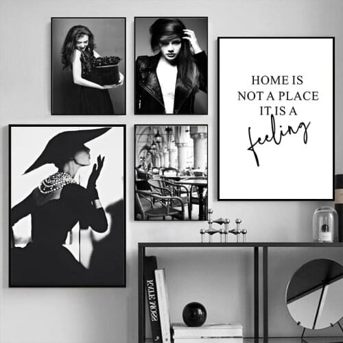 Fashion Posters Black and White Streetscape Canvas Painting Beauty Wall Art Nordic Room Decorative Pictures Home Decor HD0094