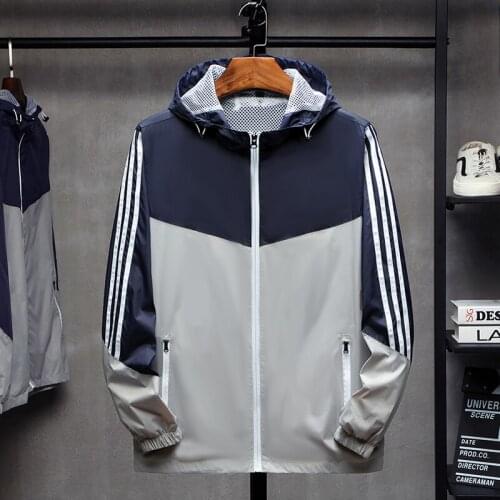 Mens Hooded Jacket Men 2021 Spring New Patchwork Windbreaker Jackets Coats Street Wear Casual Fashion Sports Jacket For Men