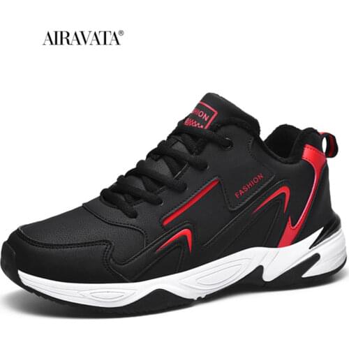 Fashion Cotton Shoes Men Warm Velvet Winter Running Sneakers Leather Waterproof Thick Bottom Size 39-48
