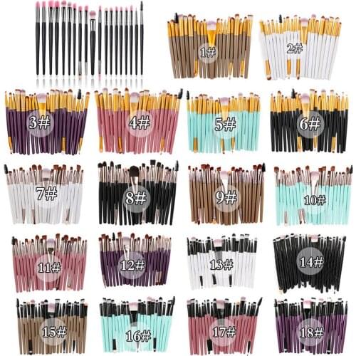Brand 21 Colors 20 Pcs Makeup Brush Set Plastic Handle Powder Brushes Synthetic Fiber Eyeshadow Blush Brushes Makeup Tools