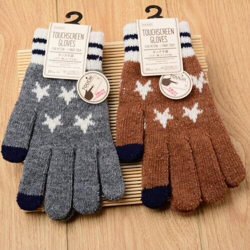 New Knit Blend Adult men women Female boy girl gloves touch screen cute stars fashion winter gloves touch spot 2MZ12
