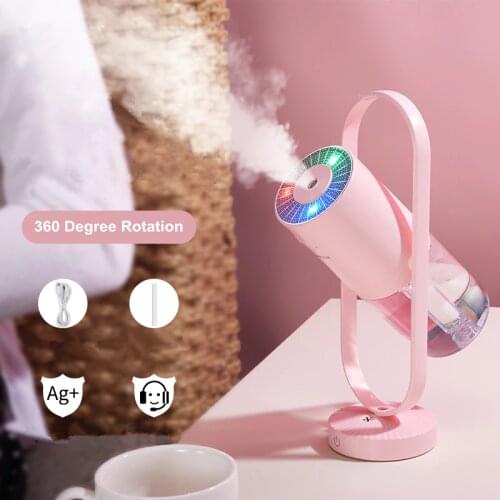 Portable Mini Humidifier Negative Ion 200ml Magic Shadow Ultrasonic Aroma Diffuser 360 Degree Mist Color Light Humidificador