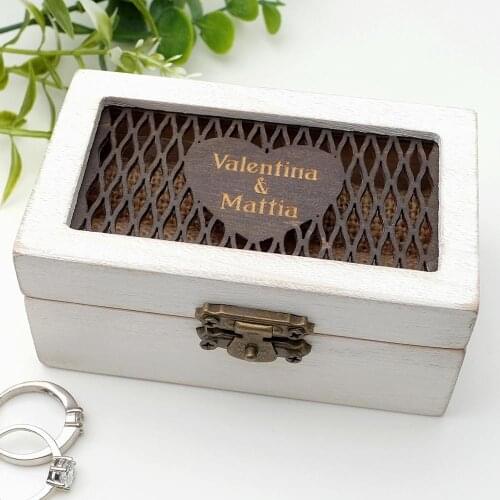 Personalized Wedding Box,Rustic Ring Bearer Box,Custom Names Ring Box,Engraved Wood Ring Box,Wedding Ring Holder