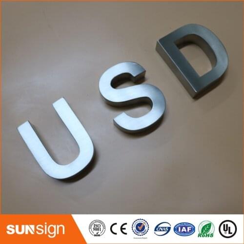 Custom 3d stainless steel sign letter brushed metal letters shop sign