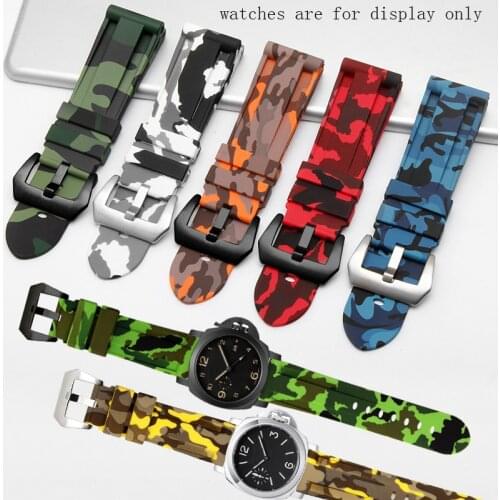 YOPO Camouflaged Colors Rubber watchband 22mm 24mm 26mm strap with pin buckle for Panerai mens watch accessoreis Give tool