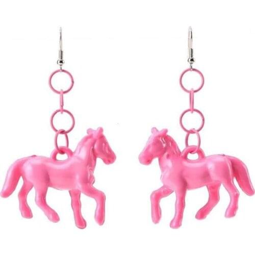 Harajuku Acrylic Colored Pony Drop Earrings Creative Chain Dangle Earrings for Women Statement Fashion Party Jewelry Girl Gift