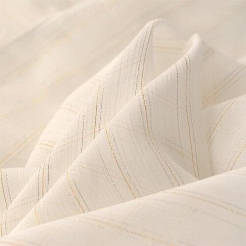 Beige texture Chiffon fabric Gold and silver thread patchwork Shirt, scarf, top and clothing fabrics
