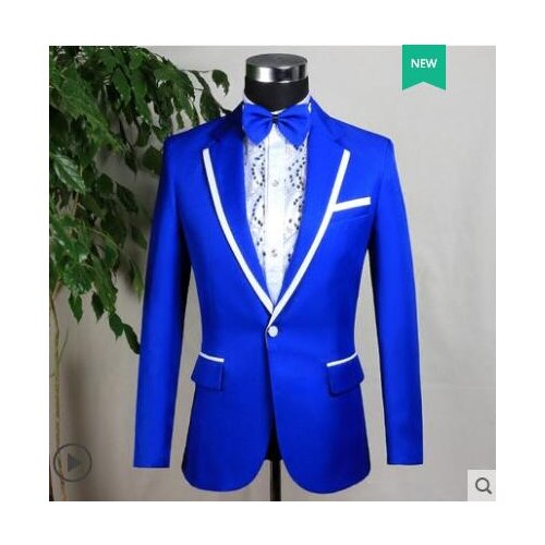 Blue clothes men suits designs masculino homme terno stage costumes for singers jacket men blazer dance star style dress tie