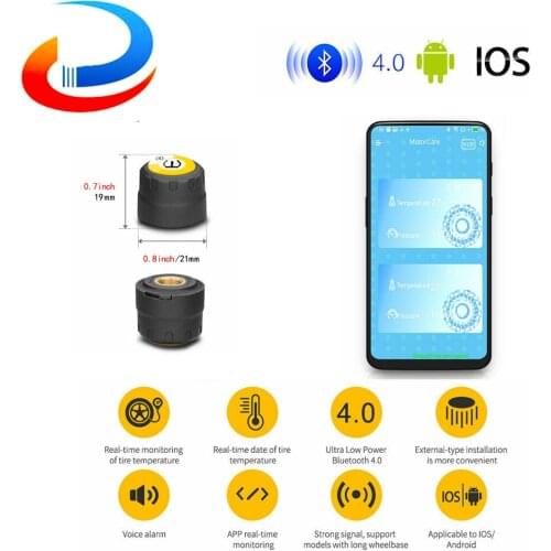 Motorcycle TPMS 2 Sensor Tire Pressure Monitoring System Bluetooth For Android / iOS Tyre Pressure Monitor System Tyre Tpms
