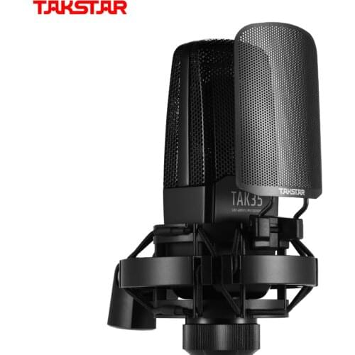 TAKSTAR TAK35 Professional Recording Microphone Condenser Cardioid Mic with Windscreen Shock Mount for Network Karaoke Live