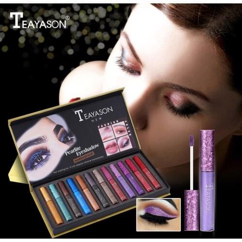 12PCS Waterproof Eye Gloss Makeup Set Long Lasting Metallic Glitter Eyeliner