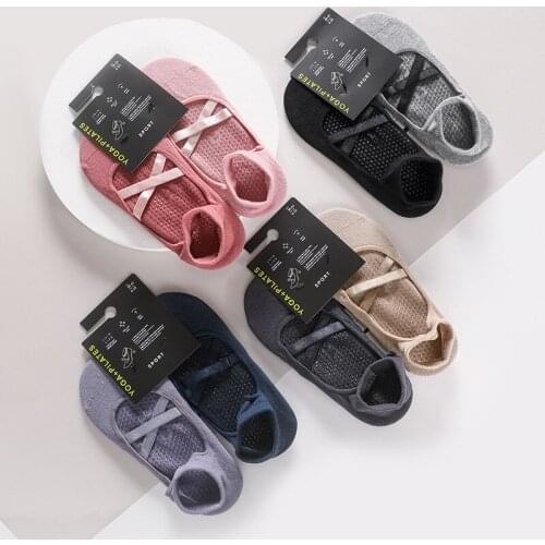 Magic Channel Two pairs of womens Yoga Pilates socks breathable sweat absorbing cotton non slip home floor socks