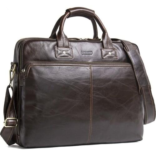 Top Quality Men Business Briefcase Computer Bag Women Genuine Leather Laptop Handbag Male Luxury Shoulder Bags Bolso Hombre 2020