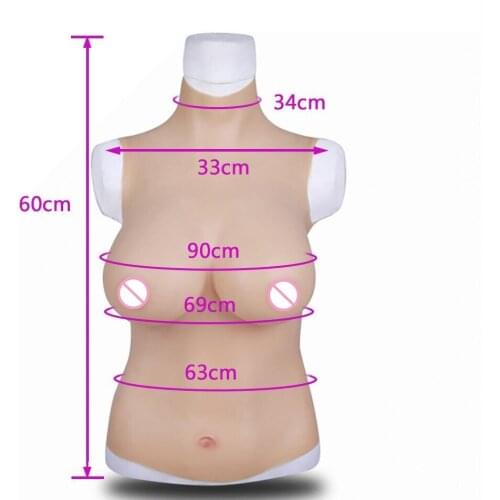 Top quality half body solid C cup boobs for crossdresser breast plate for cosplay Transgender Through SGS certification
