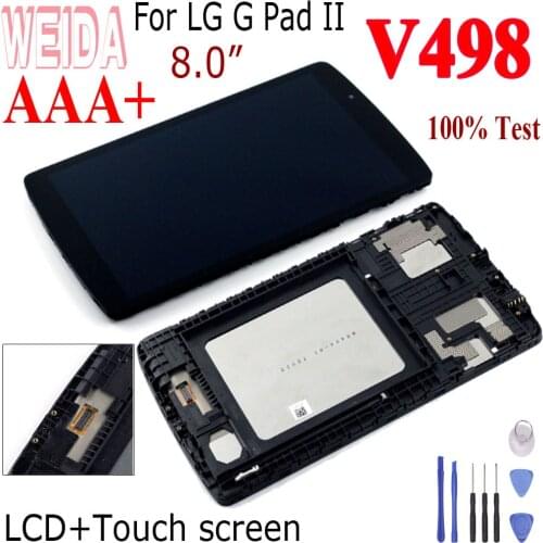 WEIDA 100% Test 8" For LG G Pad II WIFI V498 LCD Display Touch Screen Assembly with Frame For G Pad 2 V498 LCD