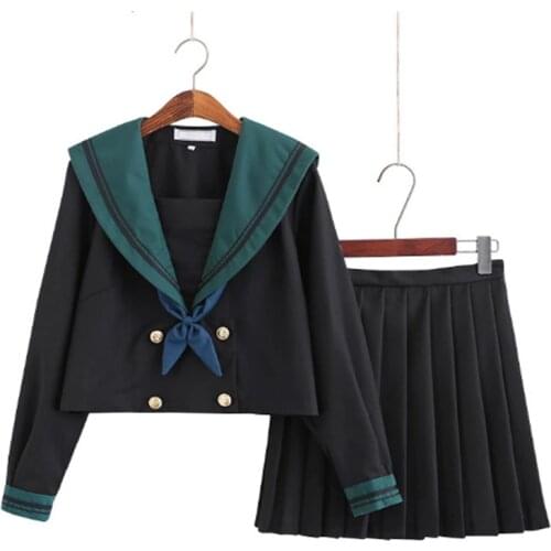 Japanese High School JK Uniforms Dresses For Girls Collage Student Green Sailor Suit Women Jacket School Pleated Skirt JK Suits