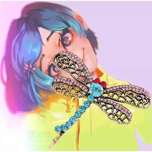 Movie Coraline Hairpin Dragonfly Hair Horror IT Cute Kids Clip Butterfly Crystal Hair Comb Brooch Pin Girls Women Jewelry gift