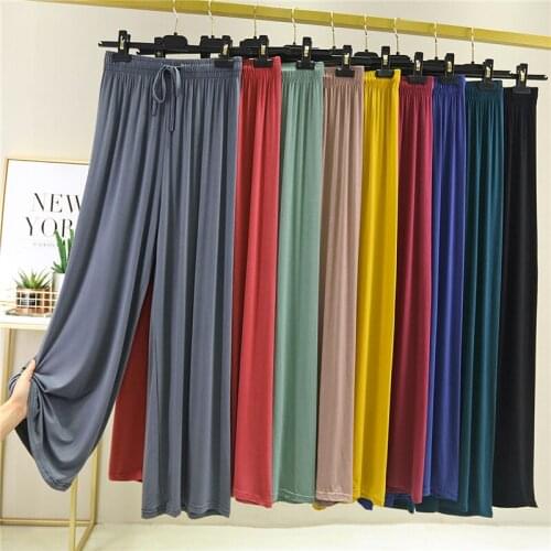 Wide leg PANTS WOMEN 2020 Summer New Solid Modal Casual Loose Pants Loose-Fit Trousers High-waisted Womens Harem PANTS