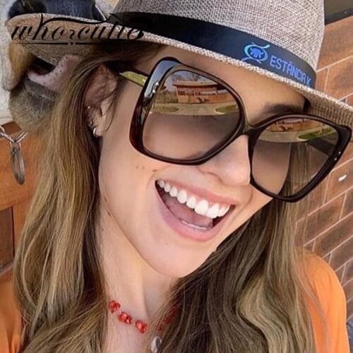 WHO CUTIE 2020 INS Vintage Sunglasses Women Oversized Brand Design CHUNKY Butterfly Frame Fashion Black Glasses shades S138