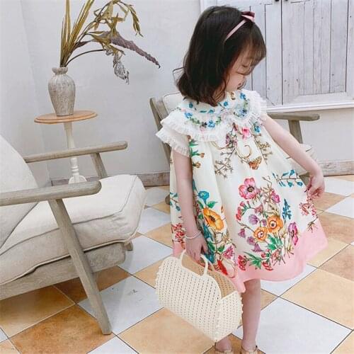 In Stock 2019 Girls Kids Summer Dress Sweet Lace Floral Princess Dresses For girl Children costume robe fille Clothes