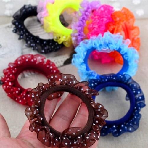 10pcs/lot Lace Hair Holders Elastics 2016 New 12 Colours Fashion Candy Colours Child Girls' Rubberbands Tie Gum Hair Accessories