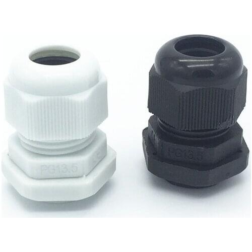 10PCS/LOT PG13.5 6-12MM Black/white Plastic Nylon Waterproof Cable Glands Joints