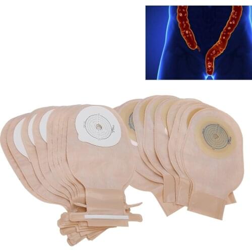 10pcs One-Piece System Drainable Ostomy Bag Pouch Stoma Cover Urine 20-60mm Opening OstomyBagsDrain Valve Colostomy Stoma Care