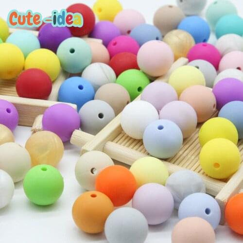 Cute-idea 19mm Silicone Beads 10pcs Food Grade Round BPA Free Teething Beads DIY Baby Pendant Nursing Necklace Pacifier Chains