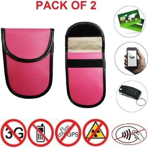2pcs Pink Car Key Signal Blocker Case BMW Ford Faraday Cage Fob Pouch Keyless RFID Blocking Bag RFID Blocking Protection