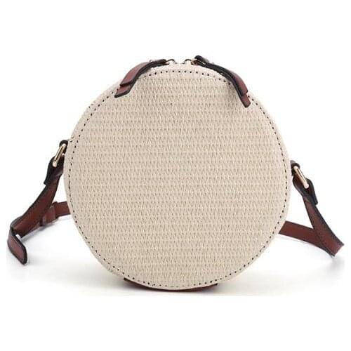 2021 Wholesale New Design Two Zipper Straw Round Bag Women Crossbody Shoulder Bag Purses Handbags For Lady /WDS798