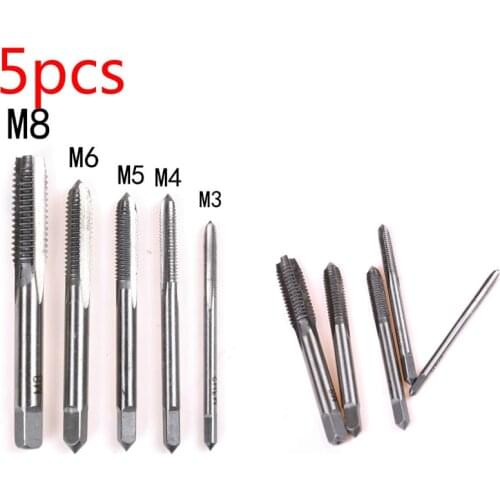 5PCS/Set HSS M3 M4 M5 M6 M8 Machine Straight Fluted Screw Thread Metric Plug Hand Tap Drill Set Hand Tools