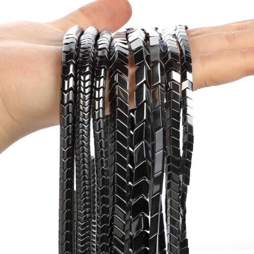 Natural Stone Beads Solid Arrows Black Hematite Loose Spacer Beads for Jewelry Making DIY Bracelets Necklace Accessories 4/6/8MM