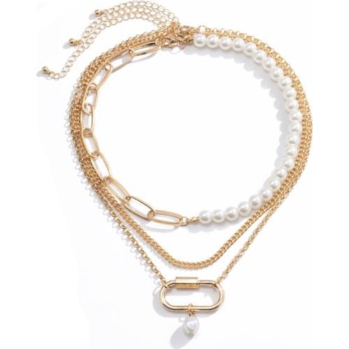 Bohemia INS Geometric Multilayer Monolayer Stereo Decorated Temperament Chains Colorful Pearl Pendant Tassel Holiday Necklace