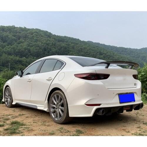 For Mazda 3 Axela Sedan 4Doors 2020 Carbon Fiber Rear Roof Spoiler Wing Trunk Lip Boot Cover Car Styling