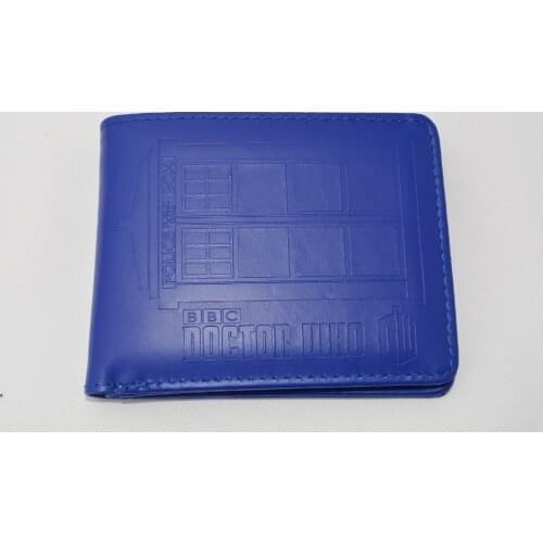 Hot selling anime cosplay stamp mark promotional standard PU leather card holder short Dr Who public call police box wallet
