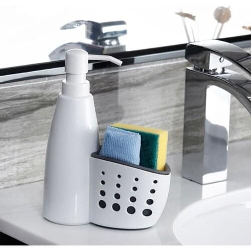 Two In One Dispenser Storage Box Multi-function Liquid Detergent Sponge Drainboard Soap Holder Cleaning For Kitchen Bathroom
