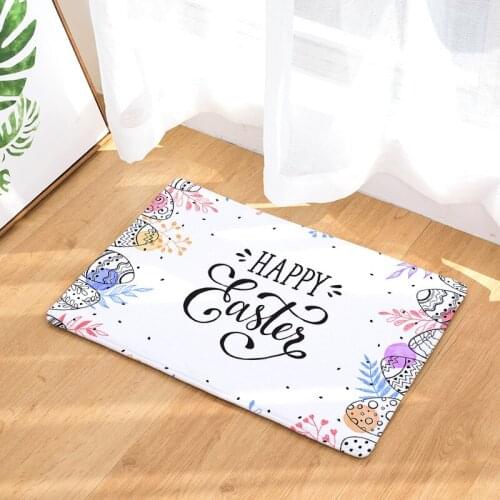 Happy Easter Day Rabbit Egg Print Door Mat Flannel Floor Area Rug Carpet Bath Living Room Doormat Non-Slip Anime Entrance Mat