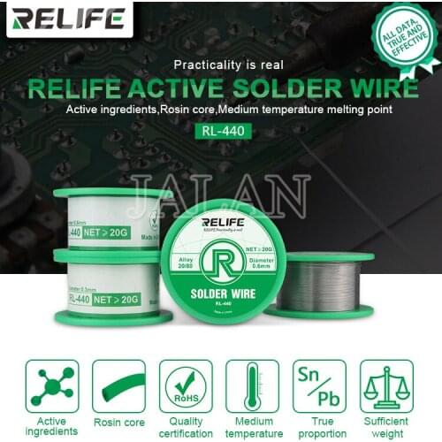 RELIFE RL-440 Active Solder Wire Active Ingredients Contain Rosin Core Medium Temperature Melting Point For Mobile Phone Repair