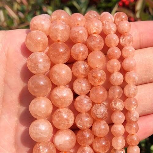 Natural Stone Beads Sunstone Angelite Jades Round Loose Beads For Jewelry Making DIY Bracelets Beads Necklace 15'Strand 4-12 MM