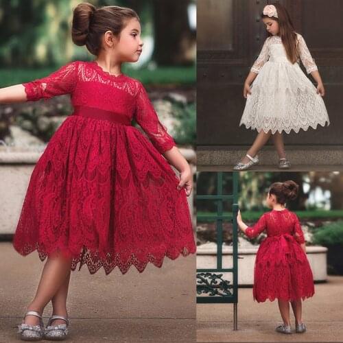 Autumn Winter Embroidery Lace Girls Dress Floral Full Sleeve Kids Dresses for Girls Christmas Party New Year Princess Costume