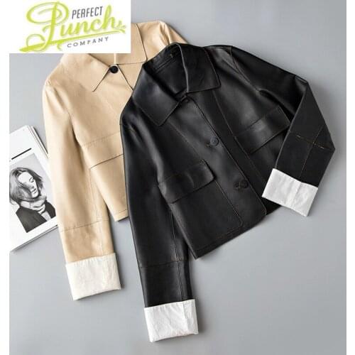 Autumn Real Women Spring Short Sheepskin Coat Korean Fashion Leather Jacket Chaqueta Cuero Hombre 710A Pph470
