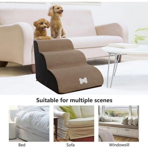 3 Tiers Steps Dog Stairs For Small Dogs Cats House Ramp Ladder Anti-slip Removable Washable Ladder For Dogs Cats Dog Ladders