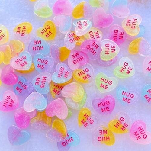 10/20pcs New Cute resin Mini Two color heart hug me flat back Cabochon Scrapbook Kawaii DIY Embellishments Accessories E34
