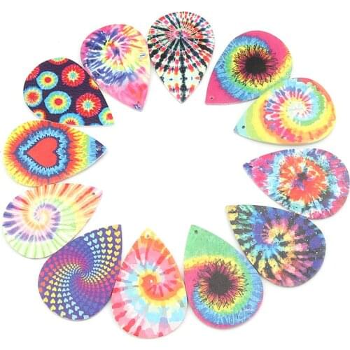 DoreenBeads Fashion PU Leather Pendants Drop Multicolor Heart Pattern Jewelry Earrings Making Findings 57mm x 38mm,5 PCs