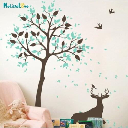 Tree Wall Sticker Decal with Baby Deer Tattoo Playroom Decoration Removable Vinyl Wall Sticker BB826