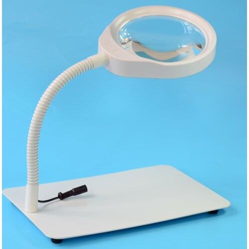 8X 10X Desktop Magnifying Glass With LED Lights Illuminated White Optical Glass Magnifer PCB Precision Parts Inspection