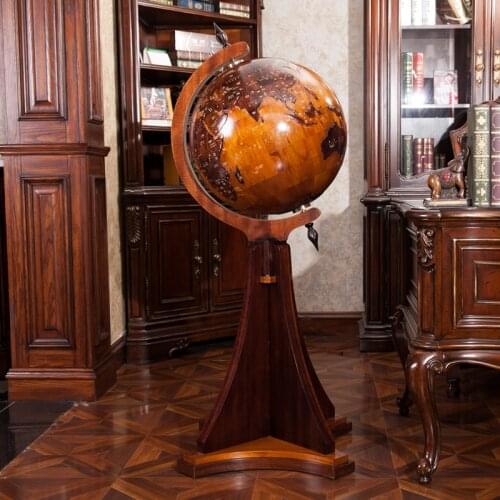 Three dimensional relief solid wood big globe big floor home office decoration school celebration