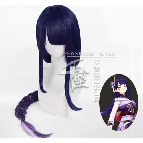 Game Genshin Impact Baal Cosplay Wig Raiden Shogun Cosplay Wig 100cm Long Graident Purple Braided Wigs Synthetic Hair